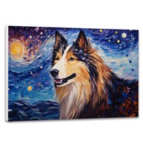 Alaskan Malamute Dog Canvas Van Gogh Starry Night Wall Art Gifts Canvas Wall Art Frame Music Artist Customized Canvas Framed Photo Art Work For The Bedroom(Gifts For Dog Lover )