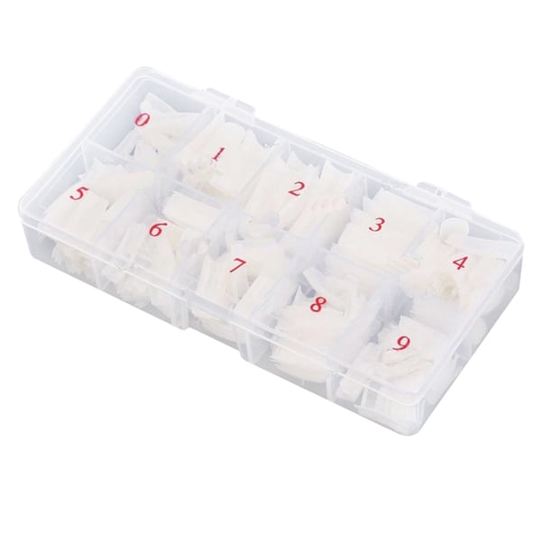 Uñas postizas europeas y acabadas. Lámina de 500 uñas francesas de color natural con corte en línea. Funda para uñas