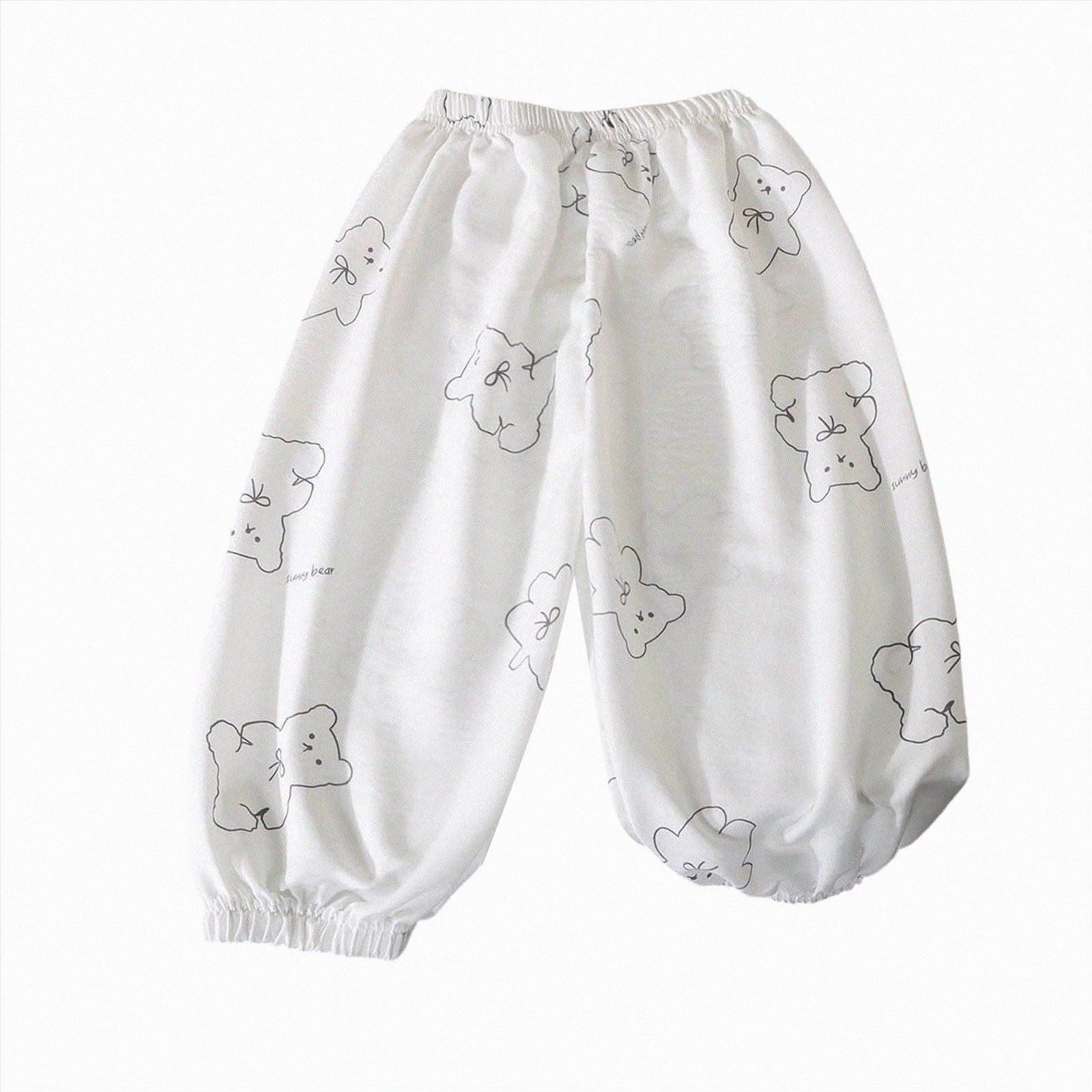 WUANDIXFA Baggy Sweatpants for Girls 1-10 Years Toddler and Kids Girls Sweatpants Joggers Cotton Athletic Sweat Pants with Pocket Drawstring White 7-8 Years