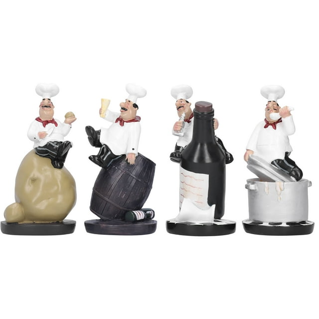 Italian Chef Statue Figurines Kitchen Decor with Potatoes Resin Ornaments Chef Top Chef Collectible Gift Kitchen Cook Café Bar Shop Décor