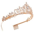 thumbnail image 3 of FOAUUH Crystal Queen Crowns and Tiaras with Comb Headband for Women and Girls, Princess Crowns Hair Accessories for Wedding Birthday Halloween Costume Cosplay (Rose gold), 3 of 5