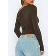 thumbnail image 3 of Scacto Women's Long Sleeve Off The Shoulder Tops Going Out Crop Tops Casual Y2K Slim Fit T-Shirts, 3 of 6