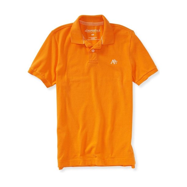 Aeropostale A87 - Polo de rugby para hombre, color naranja, pequeño Aeropostale polo, rugbi