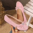 thumbnail image 2 of Abomasnow Womens Flock Rhinestone Bow Decor Round Toe Slip‑On Ballet Flat Shoes for Wedding Party, 2 of 9