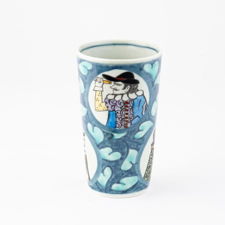 2 Pieces of Japanese Arita Ceramic Enzaemon Mug, Red and Green Color, Vintage Portraits