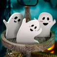 thumbnail image 1 of 3 Pieces Halloween Ghost Haunted House Decorations Wooden Ghost Theme Table Centerpieces Rustic Wood Sign Spooky Table Sign for Fall Halloween Party, 1 of 8