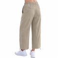 thumbnail image 5 of Womens Wide Leg Track Pants Drawstring High Rise Striped Elastic Waist Baggy Pants with Pockets Coffee S, 5 of 8