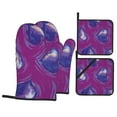 thumbnail image 1 of LNWH Oven Mitts, Oven Mitts and Pot Holders Set, Outdoor BBQ Mitts Heat Resistant Cooking, Purple Love Pattern Pattern, 1 of 8
