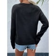 thumbnail image 4 of Women'S Star Pattern Crew Neck Drop Shoulder Casual Sweater Pullover Knitwear Black S, 4 of 8