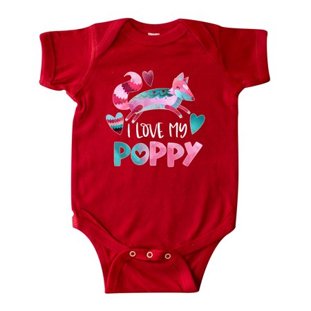 

Inktastic I Love My Poppy Pink and Blue Fox with Hearts Gift Baby Boy or Baby Girl Bodysuit