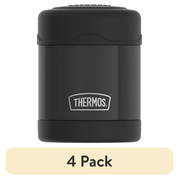 (4 pack) Thermos Vacuum Insulated Food Jar, Matte Black, 10oz