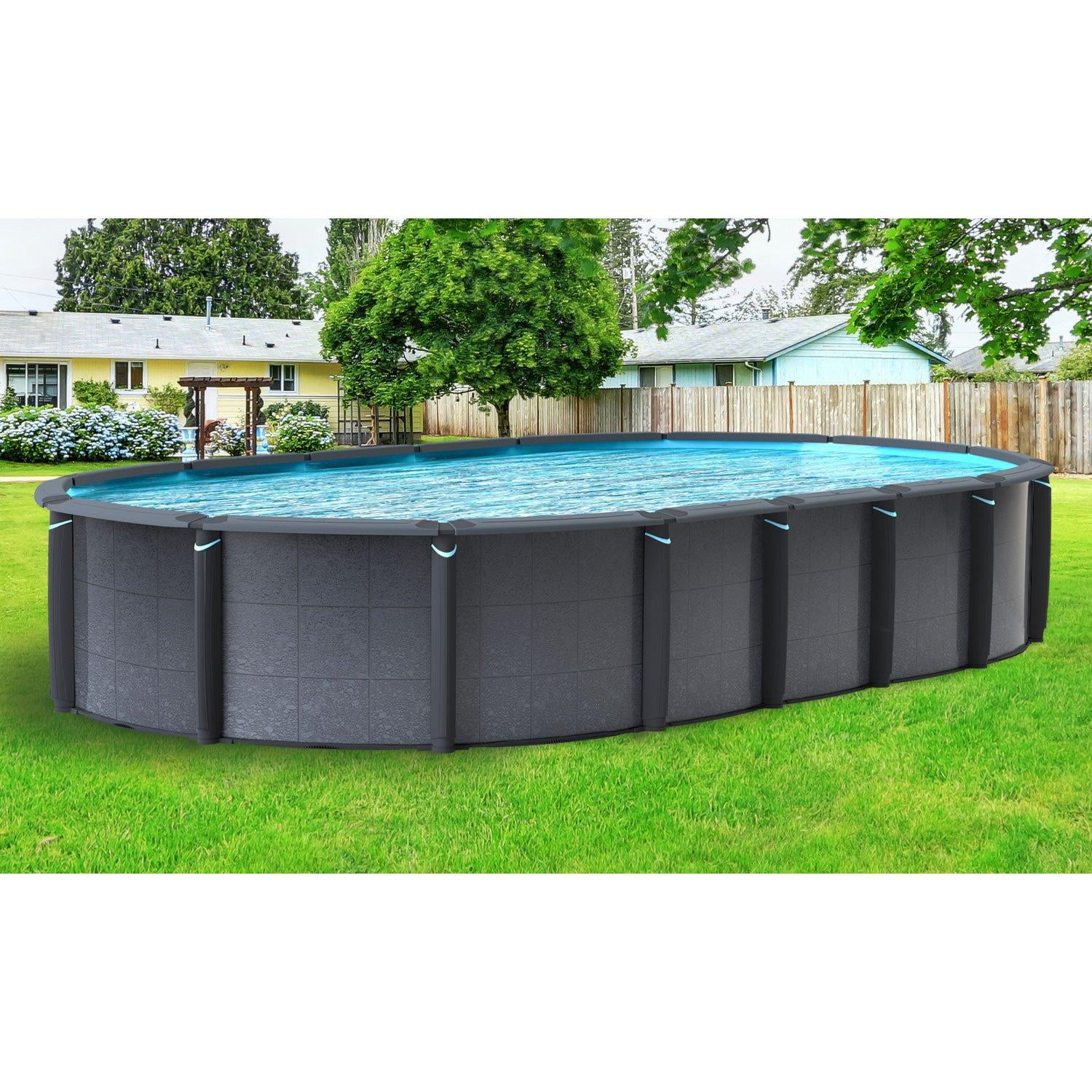 送料無料 店舗 Swimming Ground Above Oval 26' x 15' Swim The In Pool Edge - その他