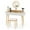 Natural, variant on Costway Solid Wood Makeup Vanity Desk Set with LED Lighted Mirror Drawers Cushioned Stool White + Natural