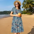 thumbnail image 4 of Disketp Underwater Animals and Flowers para Vestido de Manga Corta para Mujeres, Vestidos de Verano para Mujeres, Casual y Holgado para la Playa, 4 of 6
