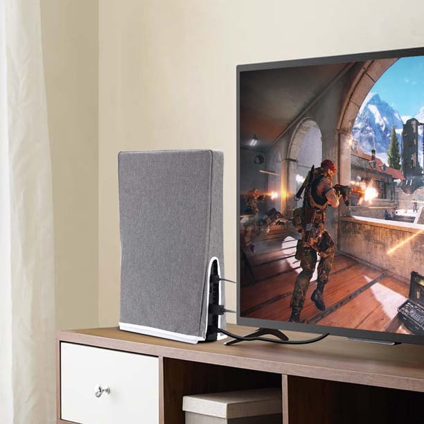Protector antipolvo antiarañazos y a prueba de polvo para consola PS5 Slim (gris vertical)