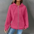thumbnail image 2 of Duoif Womens Jacket, Ladies' Fashionable Casual Autumn and Winter Solid Color Loose Hooded Jackets for Women Hot Pink XXXXL, 2 of 8