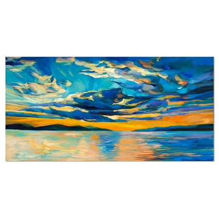 Orange Sunset with Blue Sky - Modern Painting Canvas Print | Walmart Canada