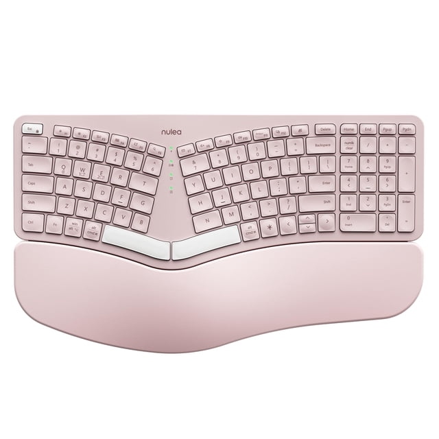 Teclado ergonómico inalámbrico Nulea RT05 con reposamuñecas rosa