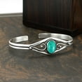 thumbnail image 4 of 925 Silver Plated Natural Turquoise Cuff Bangle Bracelet for Women – Handmade Open Bangle – Green Gemstone December Birthstone Statement Jewelry – Gift for Her, 4 of 6