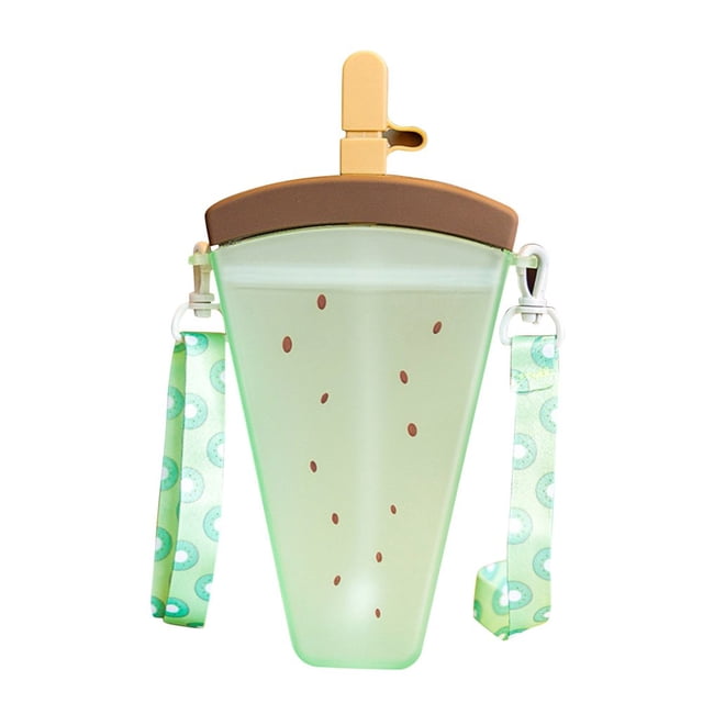 Cute Watermelon Straw Water Bottle Ice Cream Popsicle Cup With Shoulder Strap