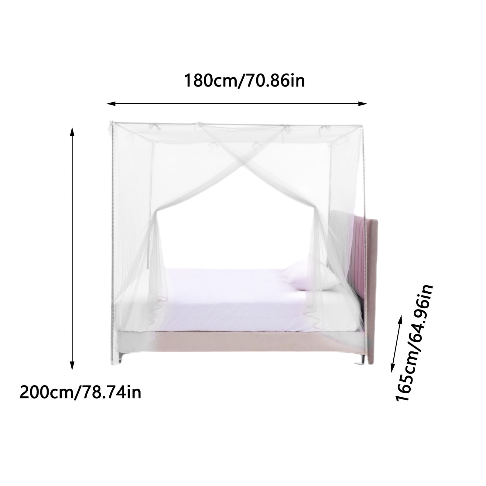TOPRenddon Twin Size Mosquito Net for Bed - Breathable Canopy with Side Zipper Opening, White Polyester Mesh for Indoor/Outdoor Use (78x71x65 Inches)