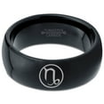 thumbnail image 2 of Tungsten Horoscope Capricorn Band Ring 8mm Men Women Comfort Fit Black Dome Polished, 2 of 4