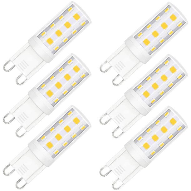 Bombilla LED G9, equivalente a bombilla halógena de 40 vatios, bombilla LED de luz diurna de lámpara de araña 5000k, 3w Base regulable G9 de doble pin 120v, 380 lúmenes, 6 piezas,11 Feliz Sencillez