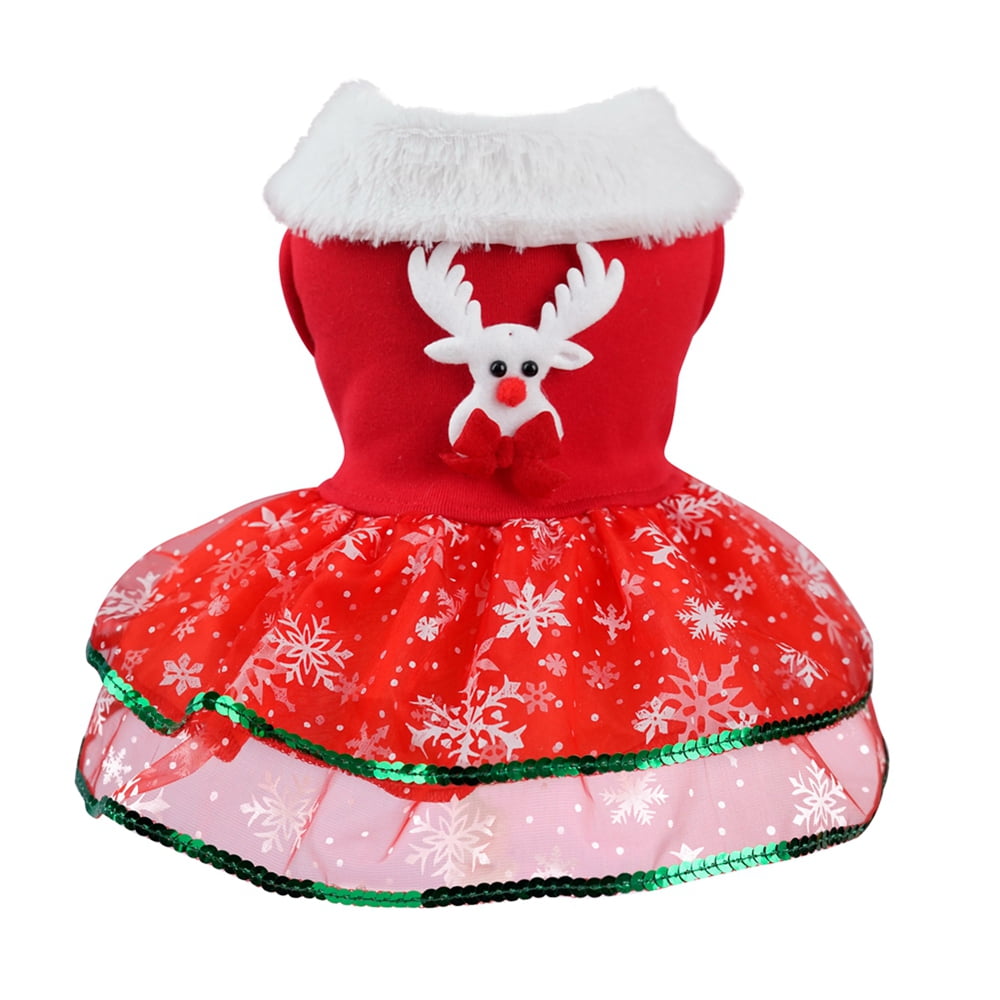 Dog Christmas Outfits Girl Dog Holiday Dress Lightweight Fabric Dog