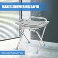 thumbnail image 5 of Folding Shower Chair Seat, 17.5" Stainless Steel Small Shower Chair for Inside Shower with Pad, 400lbs Portable Travel Shower Stool, Safety Anti-Slip Bath Chair for Seniors, Disabled, Gray, 5 of 7
