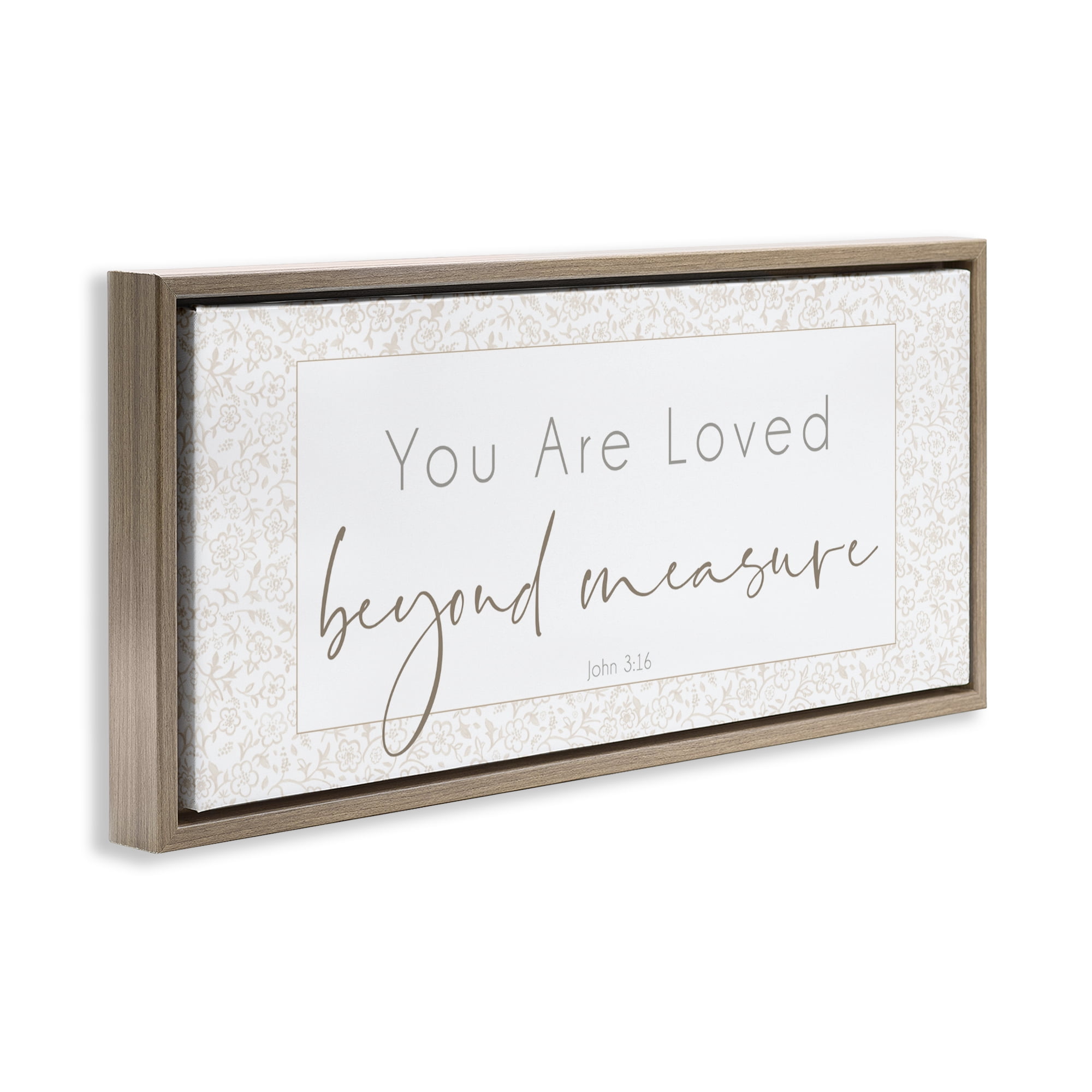 Stupell Industries Minimal Loved Beyond Measure Brown Framed Floater Canvas Wall Art, design by Janice Gaynor