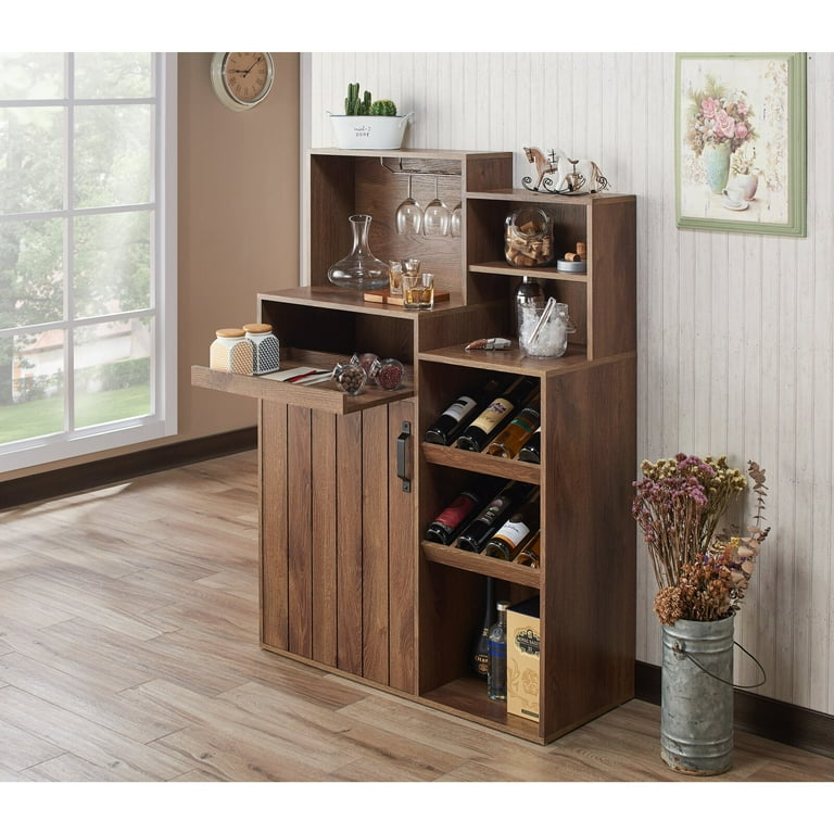 Charli 39.37 Wide Server 2 Wine bottle rack shelves Gorgeous slatted cabinet with tiered shelves. Walmart