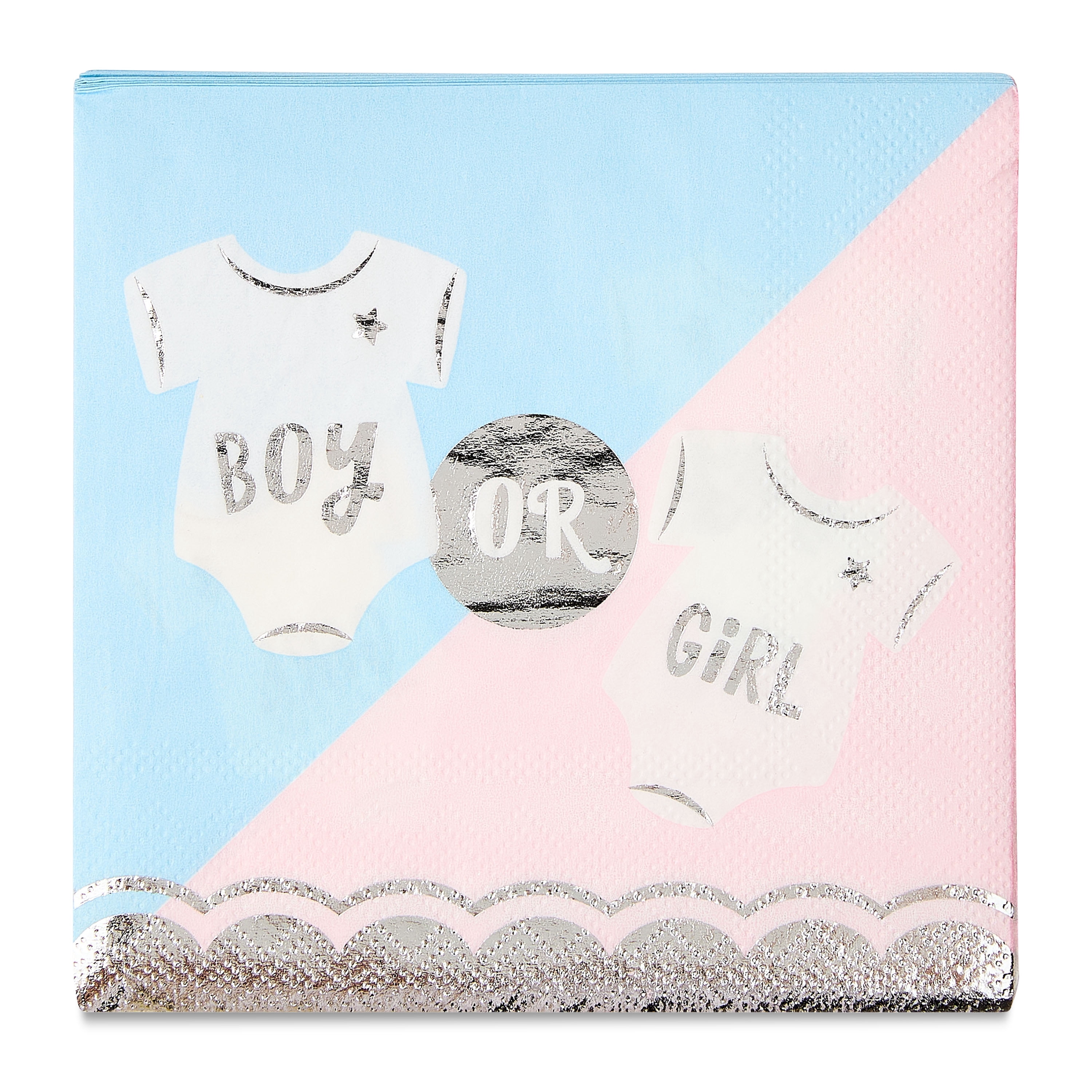 6.5" x 6.5" Disposable Gender Reveal Paper Napkins, 16 Count, by Way To Celebrate