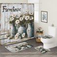 thumbnail image 2 of 4Pcs Country Daisy Shower Curtain Sets with Non-Slip Rug, U Shape and Toilet Lid Cover Mat, Farmhouse Rustic Home Bathroom Decor Set Accessories with 12 Hooks, 72 x 72 Inch, 2 of 13