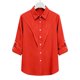thumbnail image 5 of Camisas de Manga Larga para las Mujeres Blusa de Túnica de Imitación de Botón de Solapa de Ajuste Suelto con Tela Suave, Top de Verano Transpirable para Uso Diario Informal, 5 of 8