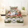 thumbnail image 4 of Manfei Stars American Flag Twin Sheets,Green Leaf Checkered Bedding,Green Gray,3pcs,1 Fitted Sheet and 1 Pillowcase, 4 of 6
