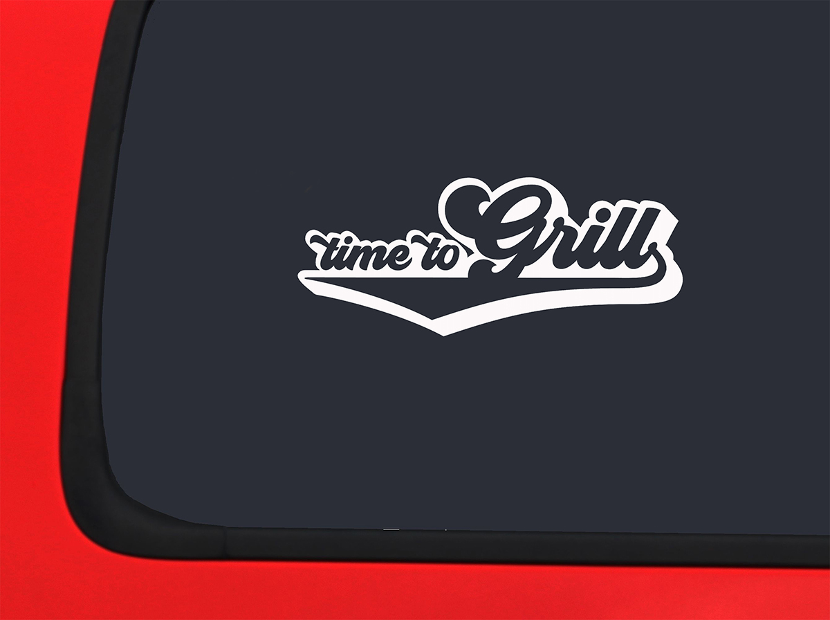 Car Sticker Time To Grill Classic Bib Food Backyard Fun Summer White