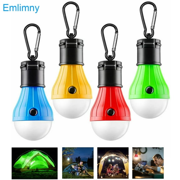 Emlimny Tent Lamp Portable LED Tent Light 4 Packs Clip Hook Hurricane Emergency Lights LED Camping Light Bulb Camping Tent Lantern Bulb Camping Equipment for Camping Hiking Backpacking Fishing
