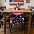 thumbnail image 7 of 4th of July Linen Table Runner American Flag Bow Stars Stripes Independence Day Seasonal Dinner Runner for Home Kitchen Dining Table Decoration 71"x13"inch, 7 of 7