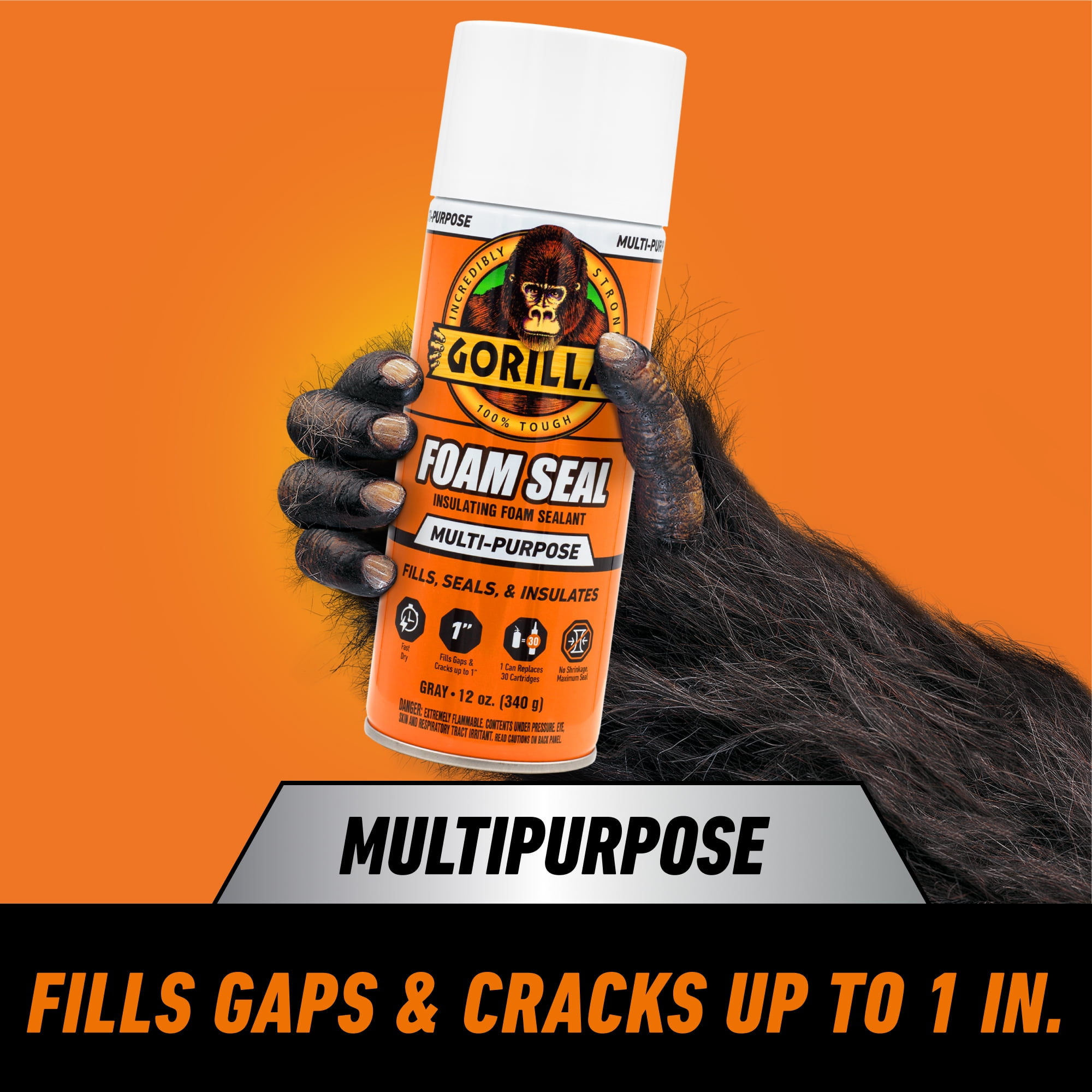 (4 pack) Gorilla Gray Foam Multipurpose Insulating Sealant 12 oz