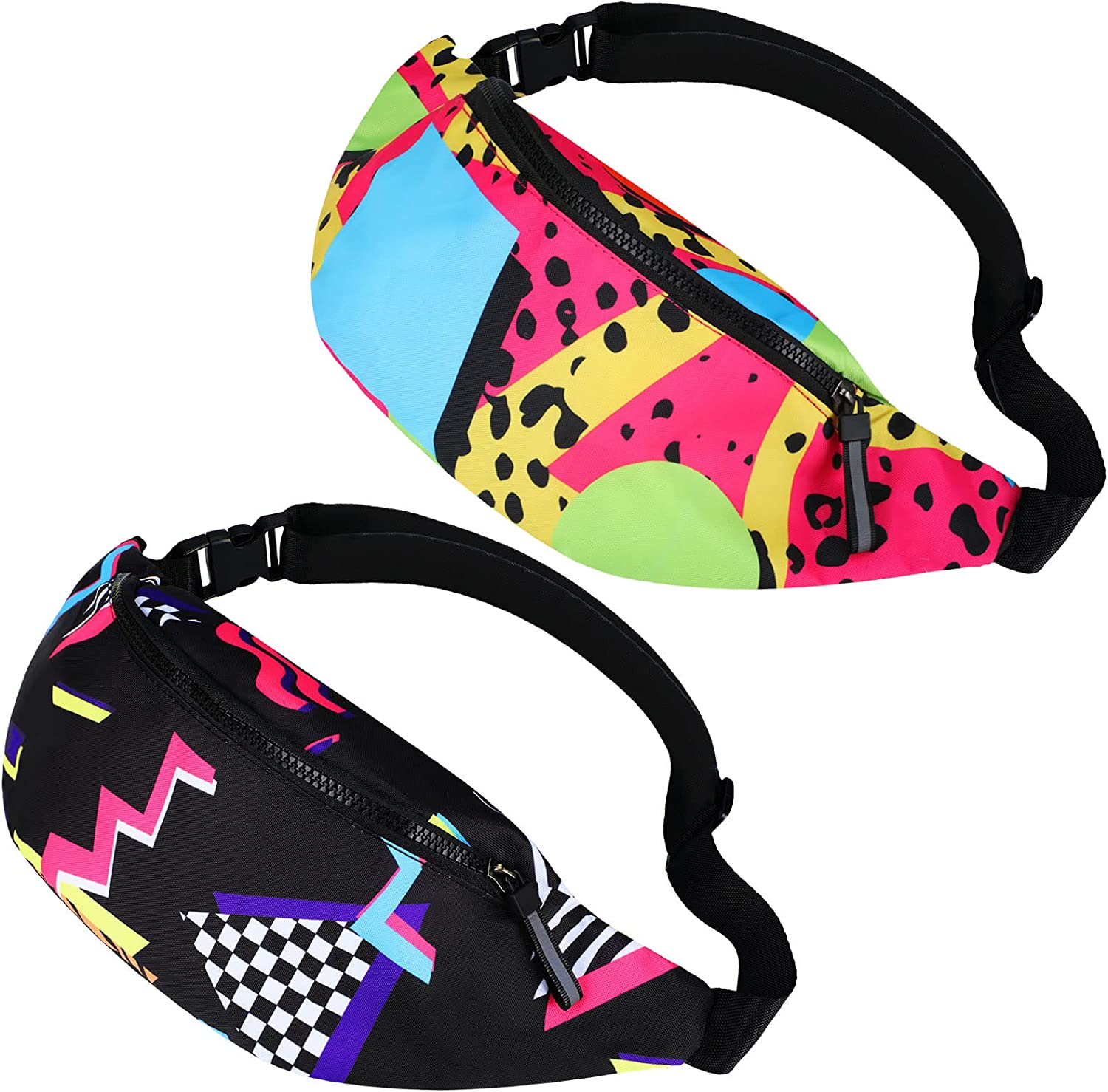 2 Pcs 80s 90s Fanny Pack Retro Waist Packs for Men Women Adjustable Casual  Waist Bag Neon Fanny Pack Cute Vintage Hiking Belt Waist Packs for Travel  Party Festival Hiking Cycling (Fresh -