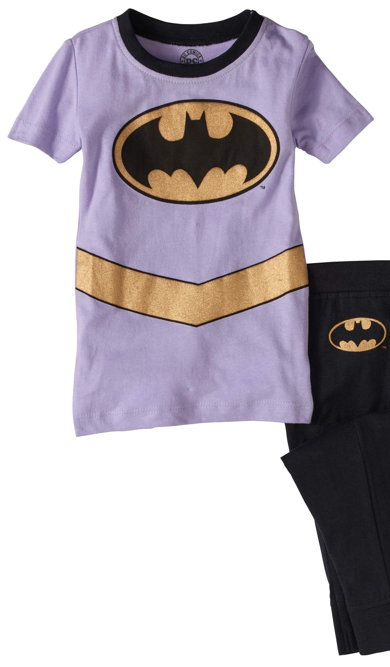 DC Comics Batgirl Superhero Gold Foil Logo Girls Short Sleeve Pajama Set 