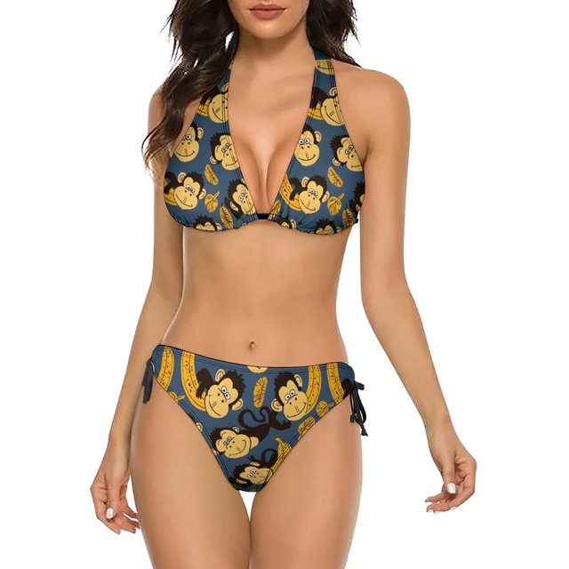 NICKSUN Women's Bikini Sets, Cute Print Two Piece Bathing Suits Sexy Halter Padded Bikini Swimsuits