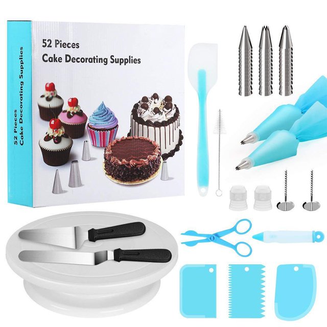 Advancent Paquete de 52 platos giratorios para pasteles, tubo de pastelería, utensilios para decoración de fondant, soporte para pasteles, Cocina y Comedor