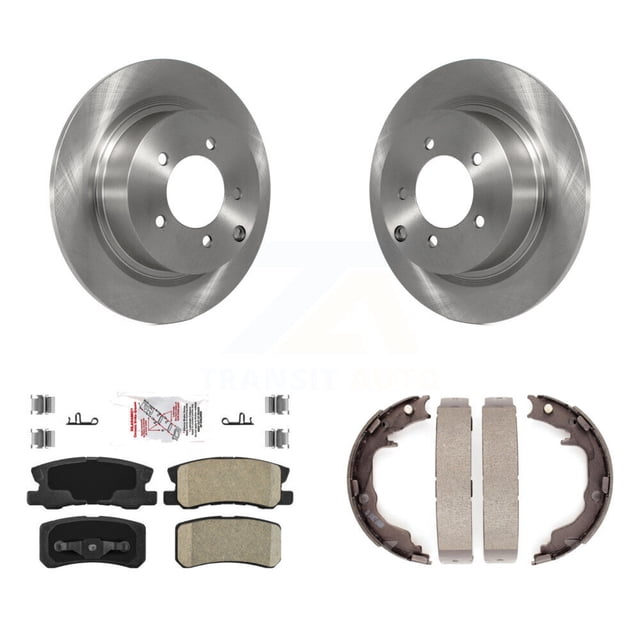 Transit Auto Rear Disc Rotors Ceramic Pads and Parking Brake Shoes Kit for Car Jeep Mitsubishi Patriot Chrysler Compass Lancer Dodge 200 Outlander Avenger Sebring Caliber Sport RVR K8A-108026