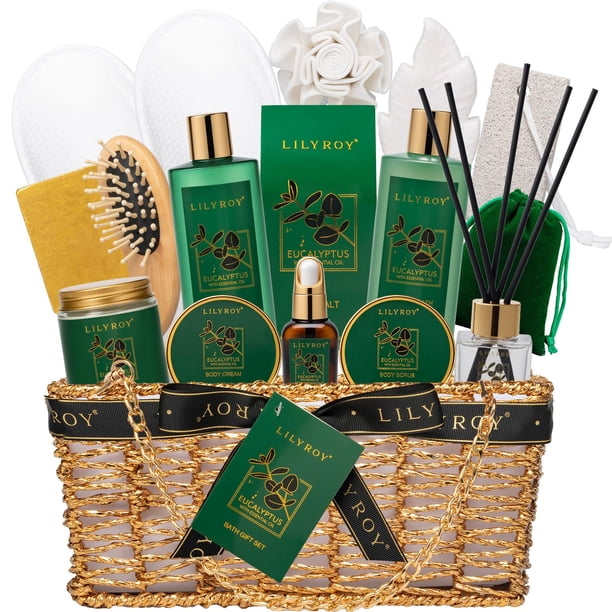 Cesta de regalo para spa Lily Roy, 18 piezas, con gel de ducha y más, 210 ml