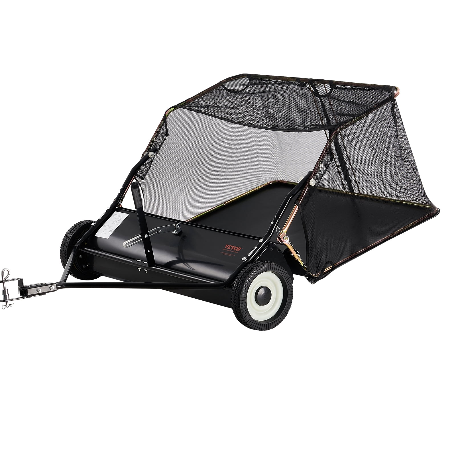 VEVOR 42-inch Lawn Sweeper Tow Behind, 12 cu.ft. Large Pull Behind Grass Sweeper, Heavy Duty Leaf & Grass Collector with Dumping Rope Design, Adjustable Sweeping Height for Picking Up Debris & Grass