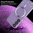 thumbnail image 4 of for Samsung Galaxy S22+ Plus Glitter Case with Camera Lens Protector, [Compatible with Magsafe] Slim TPU Clear Magnetic Case Cute Cover for Samsung Galaxy S22 Plus CZ Purple, 4 of 14