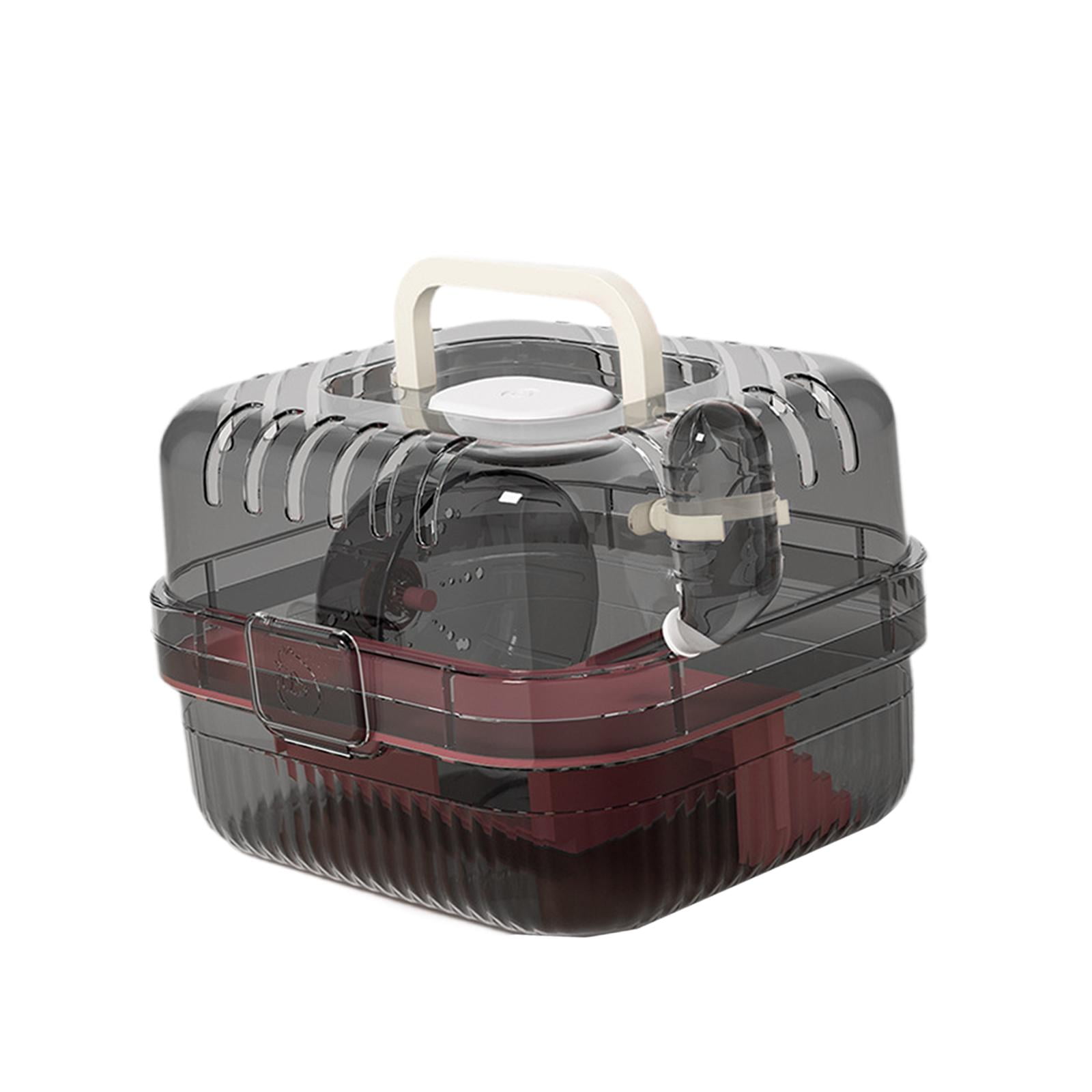 balikha Hamster Cage Transport Box with Light Handle in The Event of A Small Portable Cage for Pets with Water Bottle for Bunny Mouse Pink