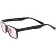 thumbnail image 3 of Retro Horn Rimmed Rectangle Sunglasses Wide Arms Color Tinted Lens 52mm (Black / Pink), 3 of 4