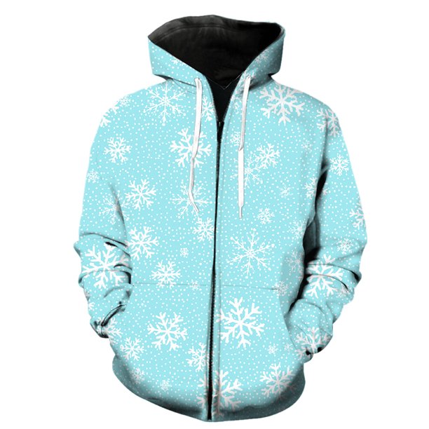 Sudadera con capucha y cremallera para hombre, con estampado de copos de nieve de invierno, chaquetas con capucha, estampado 3D, estilo hip hop, primavera, talla grande, gran oferta 2024